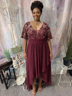 📌SHEIN Formal - Prom- Party  Floral Butterfly Sleeve Tulip Hem Chiffon Dress